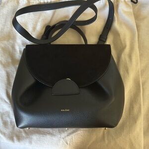 Polene Numero Un Black Leather and Suede Women's Crossbody Bag